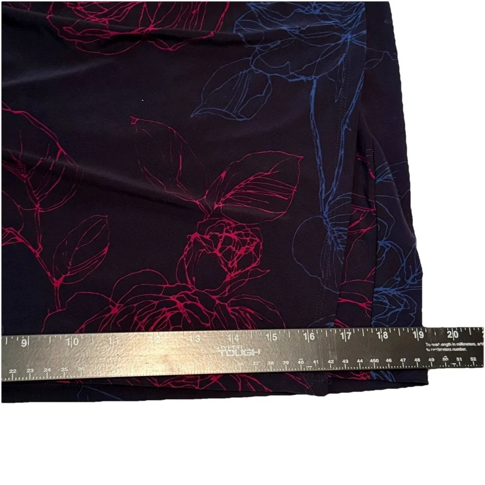 Lauren Ralph Lauren Black Dress with Blue & Maroon Floral Accent - Long Sleeve - Picture 7 of 13